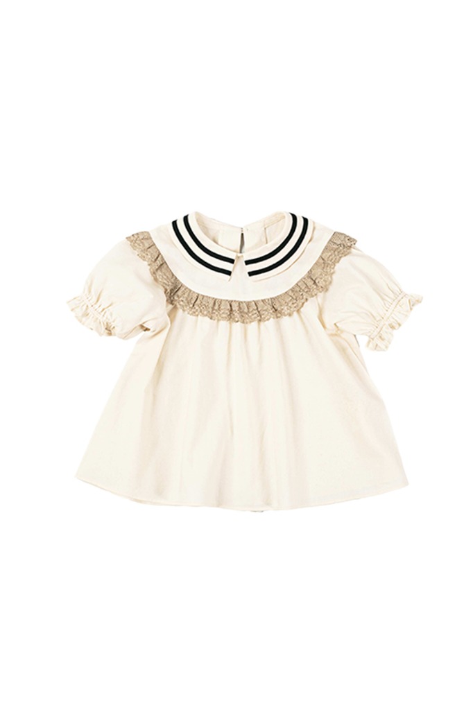 Border Puff Sleeve Top