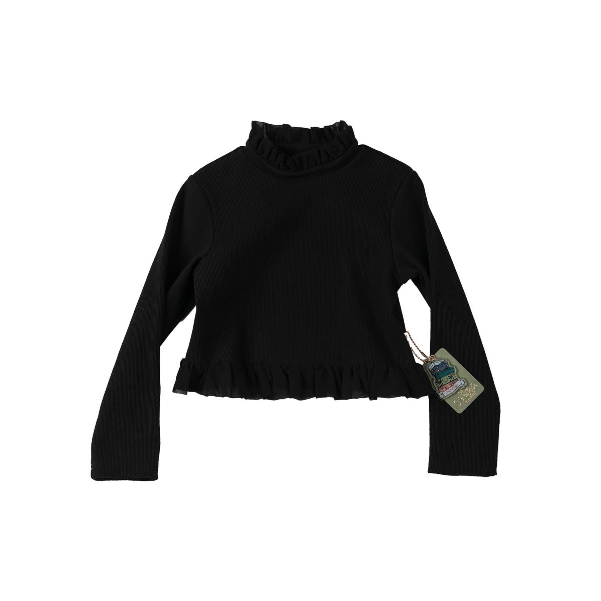 シフォンフリル長袖カットソー